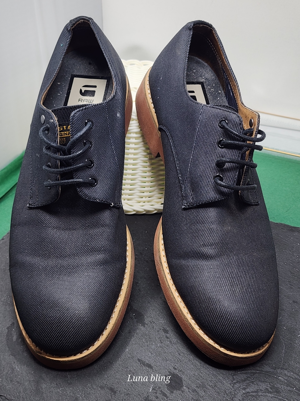 G-Star Black Canvas Derby Shoes with Tan Soles